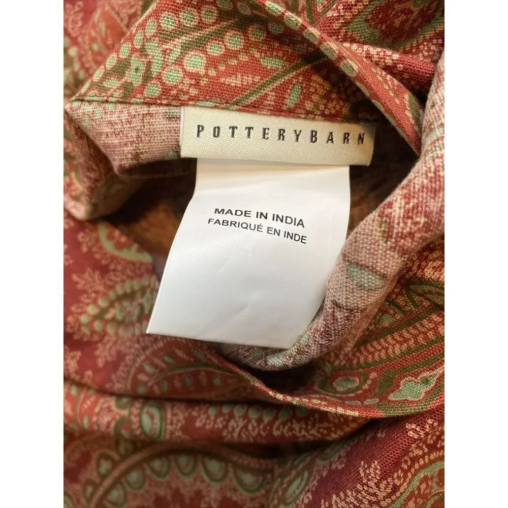 Large Pottery Barn Paisley Pillow Cover Green Red Floral‎ Approx 30 X 25